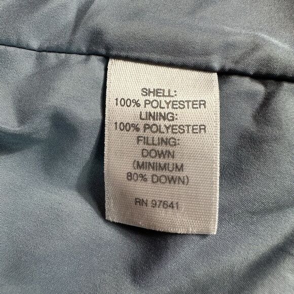 J Jill Down Puffer Vest Sz Medium Blue Quilted Sleeveless Button Top Jacket Coat - Picture 9 of 10